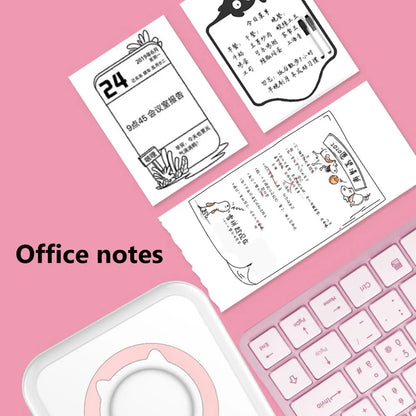 Thermal sticker sheets with office notes print designs
