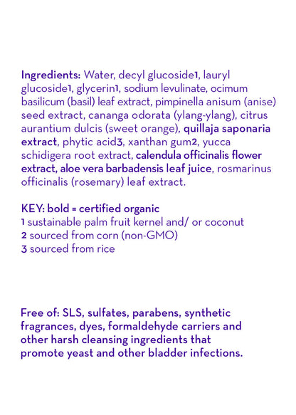 Bubble bath ingredients label text on bottle