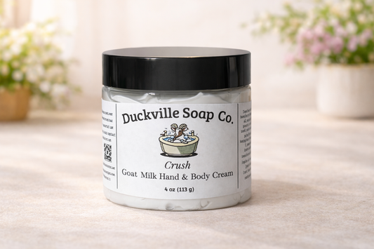 Goat milk hand and body cream jar, Crush scent