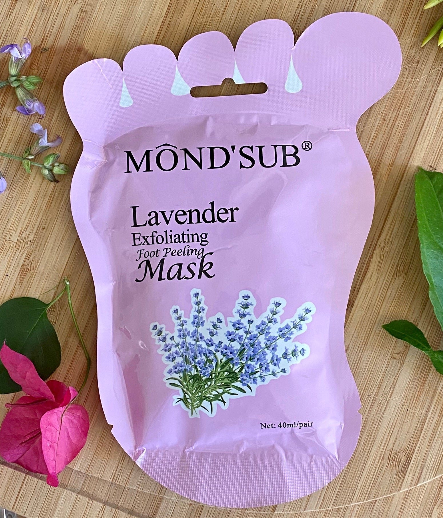 MOND’SUB lavender exfoliating foot peeling mask pouch