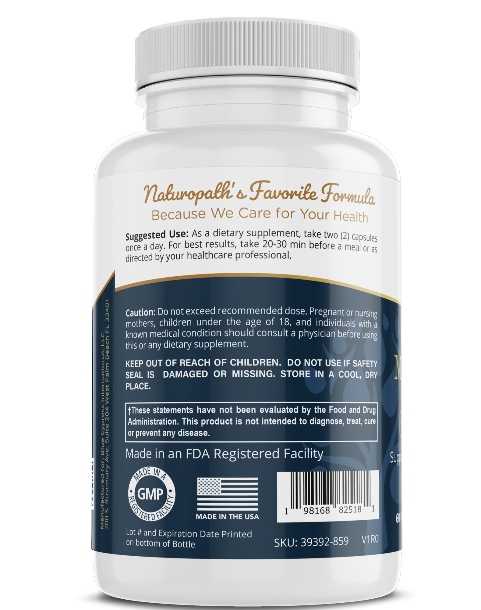 Inositol supplement bottle with Naturaphat’s Favorite Formula text and warnings