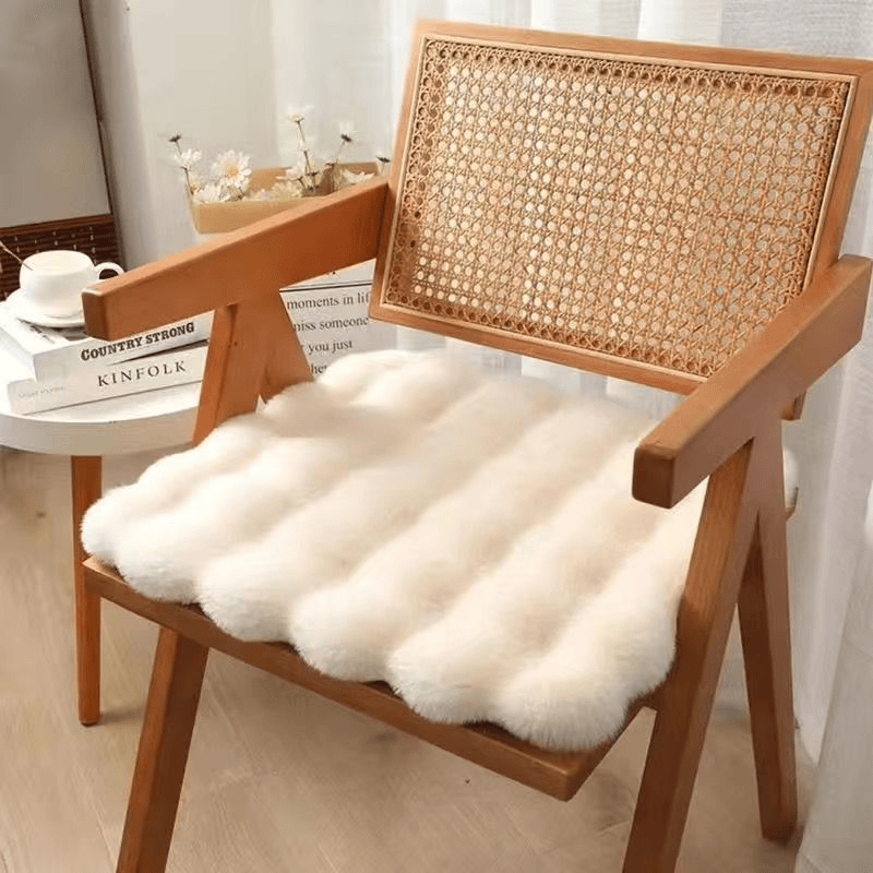 Imitation rabbit fur carpet square chair cover seat cushion, luxury rabbit fur small rug fluffy floor mat, suitable for living room sofa, bedroom living room children's room - Renee Lane Company