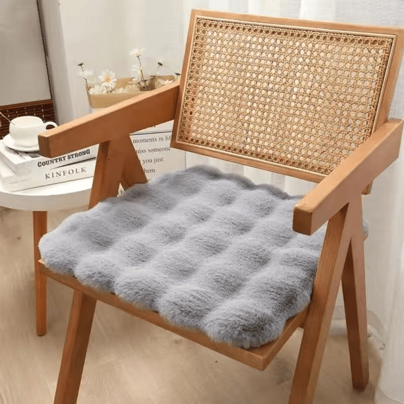 Imitation rabbit fur carpet square chair cover seat cushion, luxury rabbit fur small rug fluffy floor mat, suitable for living room sofa, bedroom living room children's room - Renee Lane Company