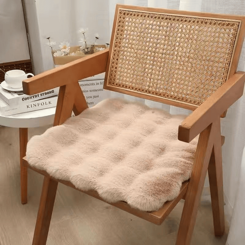 Imitation rabbit fur carpet square chair cover seat cushion, luxury rabbit fur small rug fluffy floor mat, suitable for living room sofa, bedroom living room children's room - Renee Lane Company