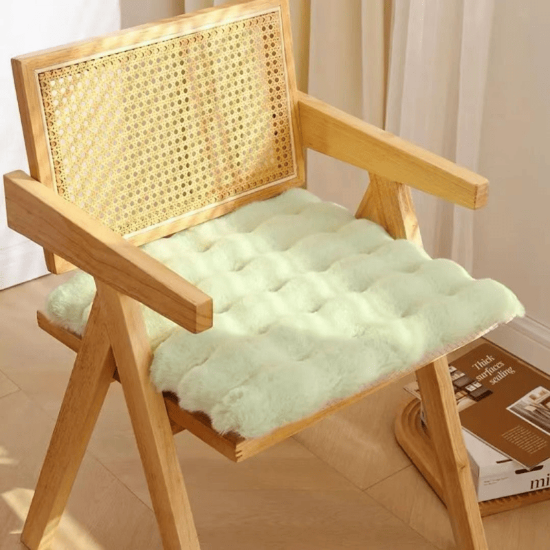 Imitation rabbit fur carpet square chair cover seat cushion, luxury rabbit fur small rug fluffy floor mat, suitable for living room sofa, bedroom living room children's room - Renee Lane Company