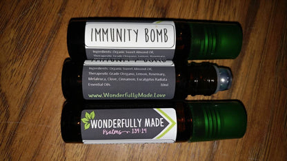 Immunity Bomb Roller / Roll on / Essential oils / Organic / Flu / Cold / Prevention / Recovery / Natural Immune System Boost / kids / adults - Renee Lane Company