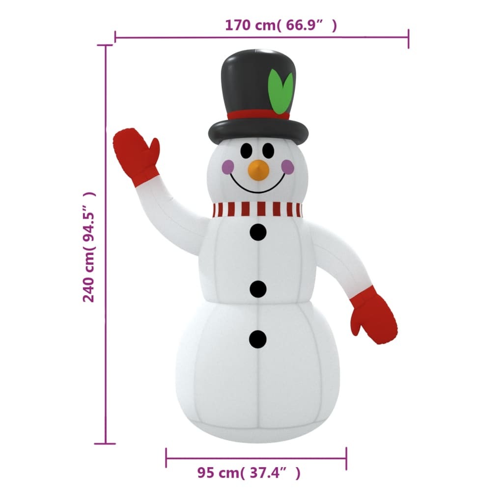 Inflatable Snowman with LEDs 8 ft - Renee Lane Company