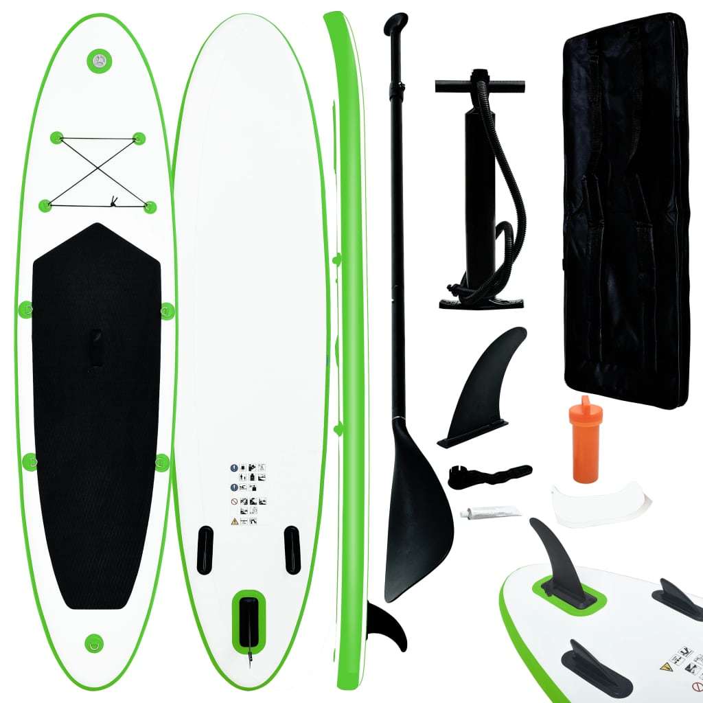 Inflatable Stand Up Paddle Board Set Green and White - Renee Lane Company
