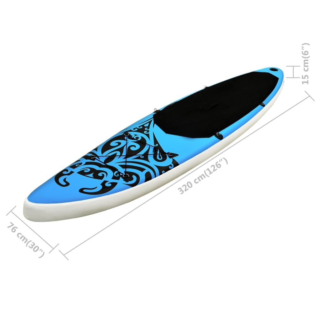Inflatable Stand Up Paddleboard Set 126"x29.9"x5.9" Blue - Renee Lane Company