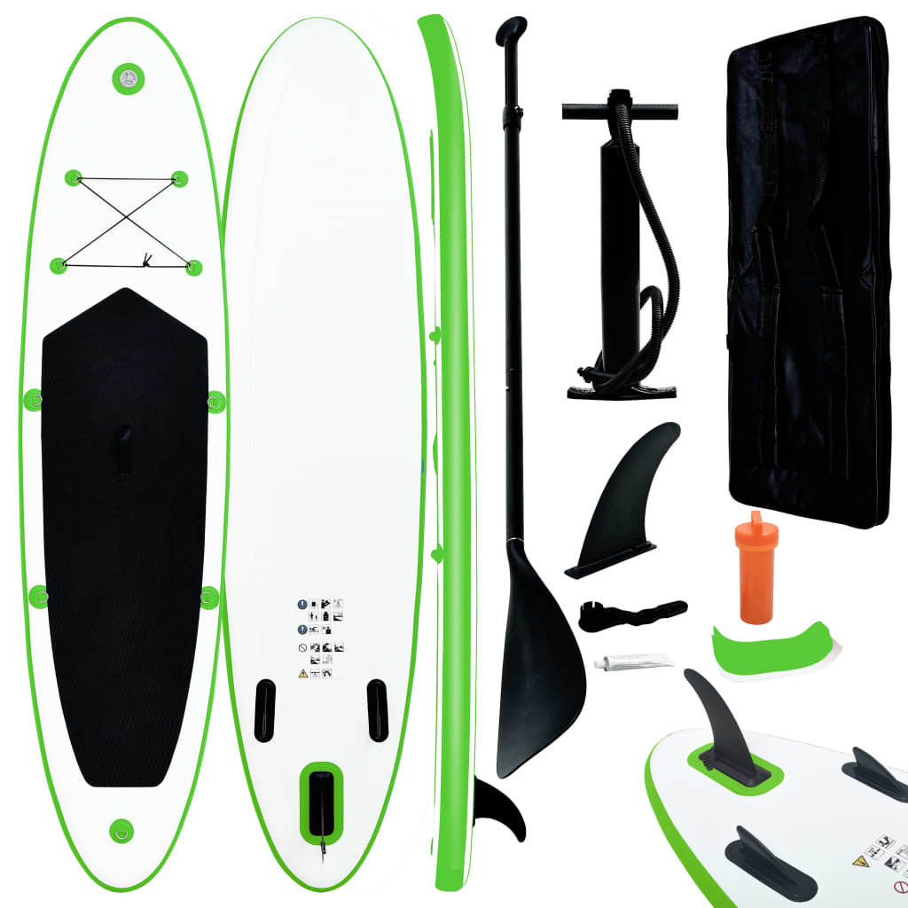 Inflatable Stand Up Paddleboard Set Green and White - Renee Lane Company