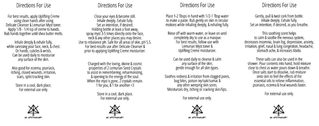 Usage directions pages for spa set items with step-by-step instructions and icons