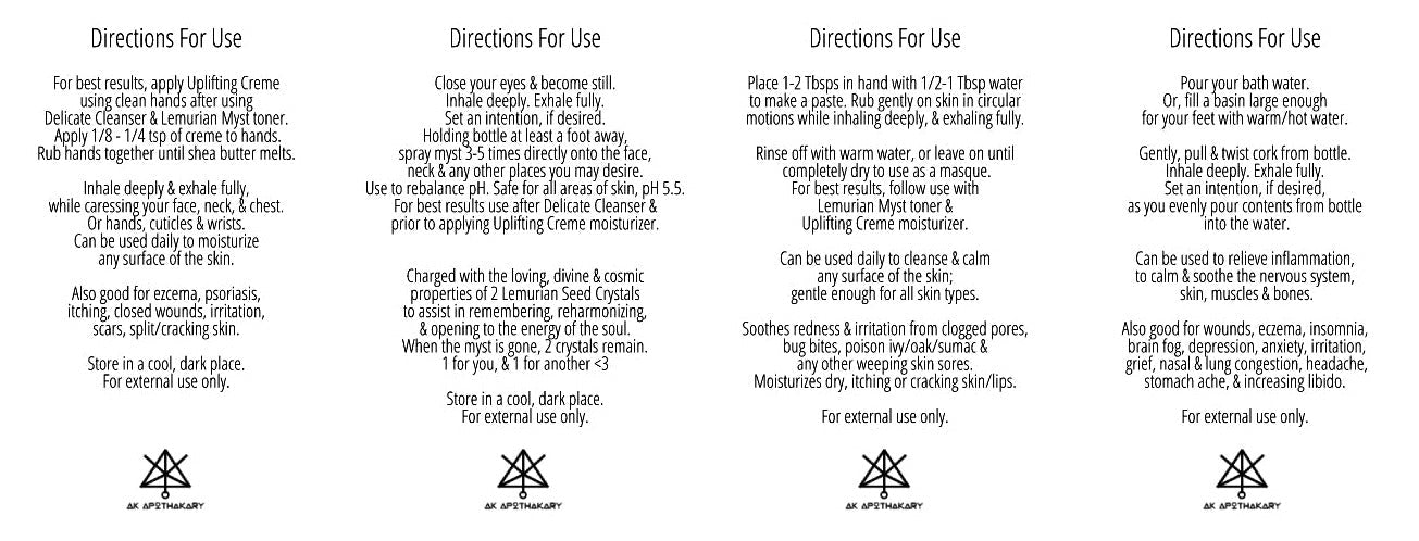 Pampering Positive Package directions for use panels on a folded card