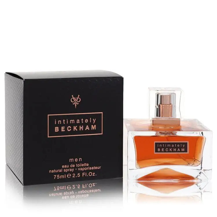 Intimately Beckham men's cologne, box and bottle with orange label