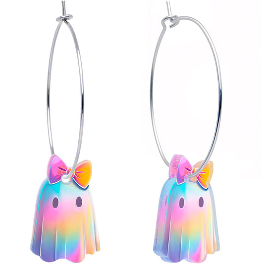Iridescent Ghost Girl Hoop Earrings by Onyx O - Renee Lane Company