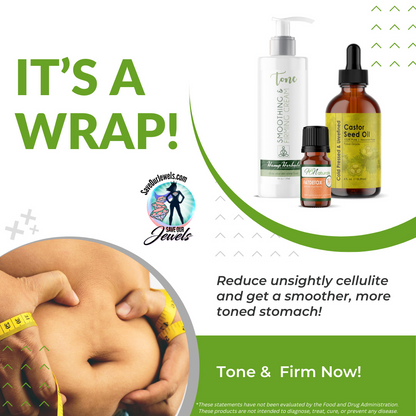 Stomach wrap kit with castor seed oil bottles and smoothing cream pump in set