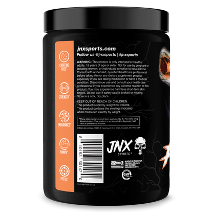 Energy supplement tub back label with ingredients and nutrition details