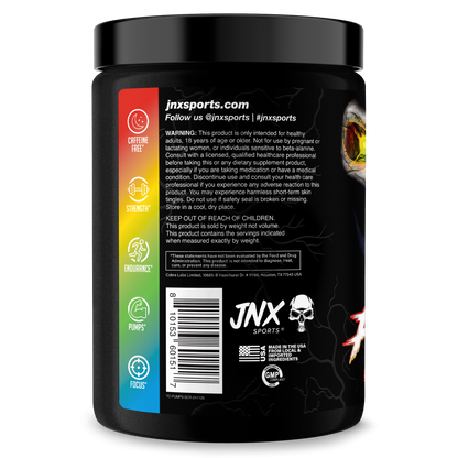 Energy supplement tub back label with ingredients and nutrition details