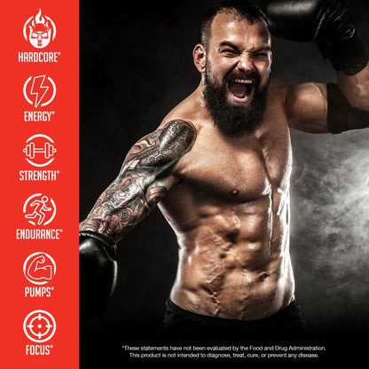 Pre-workout energy, strength, endurance, pumps, focus performance graphic