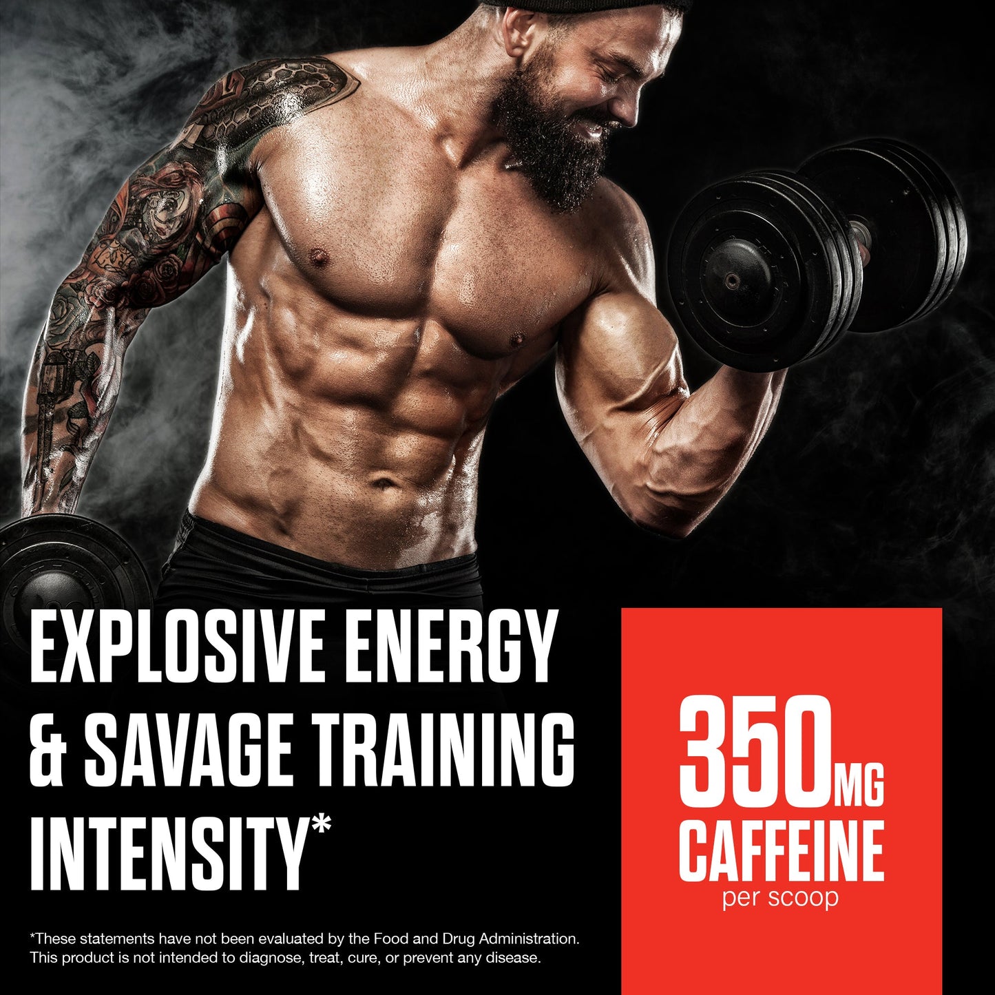 Explosive energy training intensity promotional graphic with skull theme