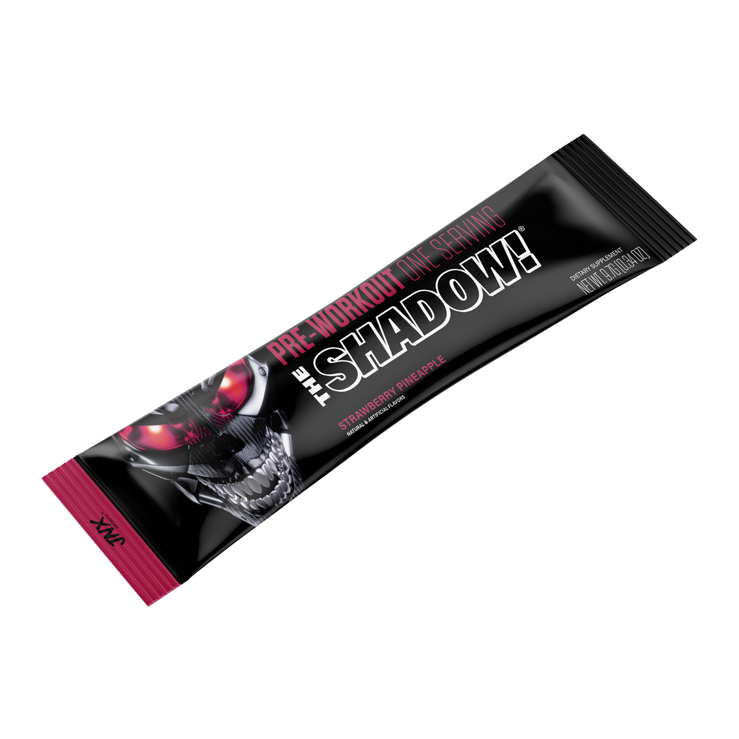 The Shadow! Pre-Workout stick, strawberry pineapple flavor black tube with red end