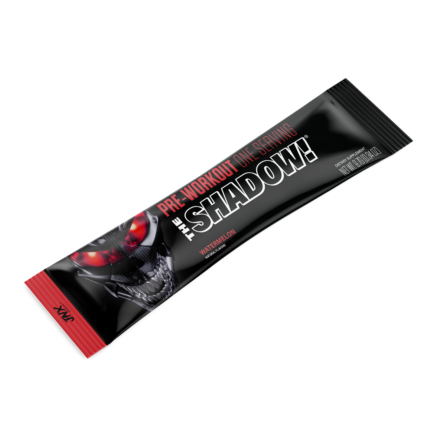 The Shadow! Pre-Workout stick, watermelon flavor black tube with red end