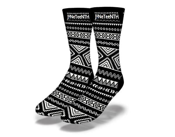JUNETEENTH BLACK & WHITE MARTIN PATTERN Socks - Renee Lane Company