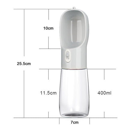 Grey-and-white pet water bottle feeder with 400ml capacity and translucent lower container
