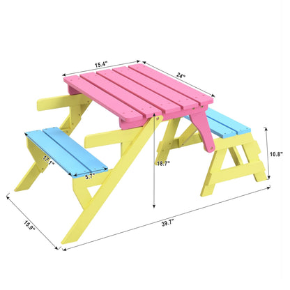 KID'S MULTI-FUNCTIONAL ARM CHAIR,TABLE+ 2 BENCHES (All-in-one) - Renee Lane Company