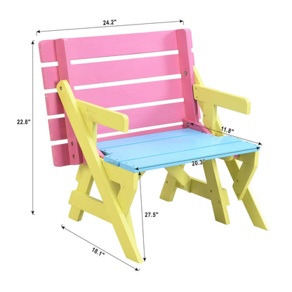 KID'S MULTI-FUNCTIONAL ARM CHAIR,TABLE+ 2 BENCHES (All-in-one) - Renee Lane Company