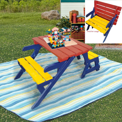 KID'S MULTI-FUNCTIONAL ARM CHAIR;  TABLE+ 2 BENCHES; All-in-one - Renee Lane Company