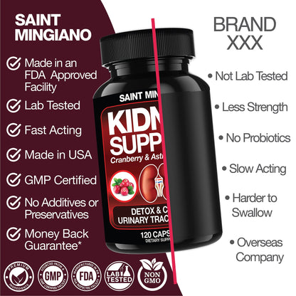 Kidney Support Cleanse Detox & Repair -120 Capsules - Cranberry & Astragalus Root Pills