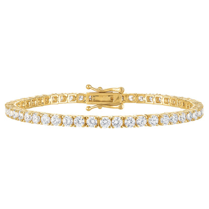 KISPER 24K White Gold Plated Tennis Bracelets for Women 3mm 4mm Cubic Zirconia Simulated Diamond Classic Tennis Bracelet Sizes 6.5-7.5 Inch (3mm Yellow Gold 6.5 inches) - Renee Lane Company