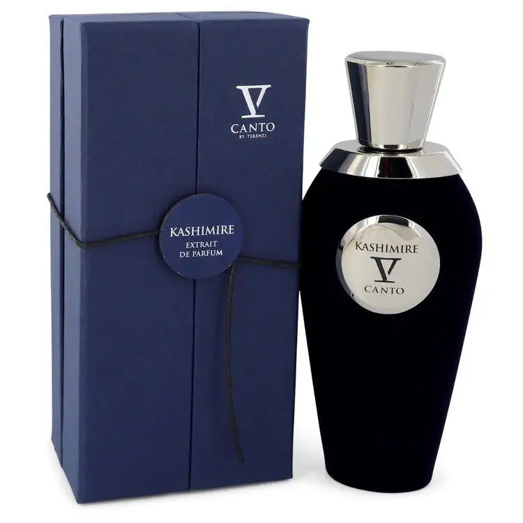 Unisex perfume bottle with navy presentation box and silver cap