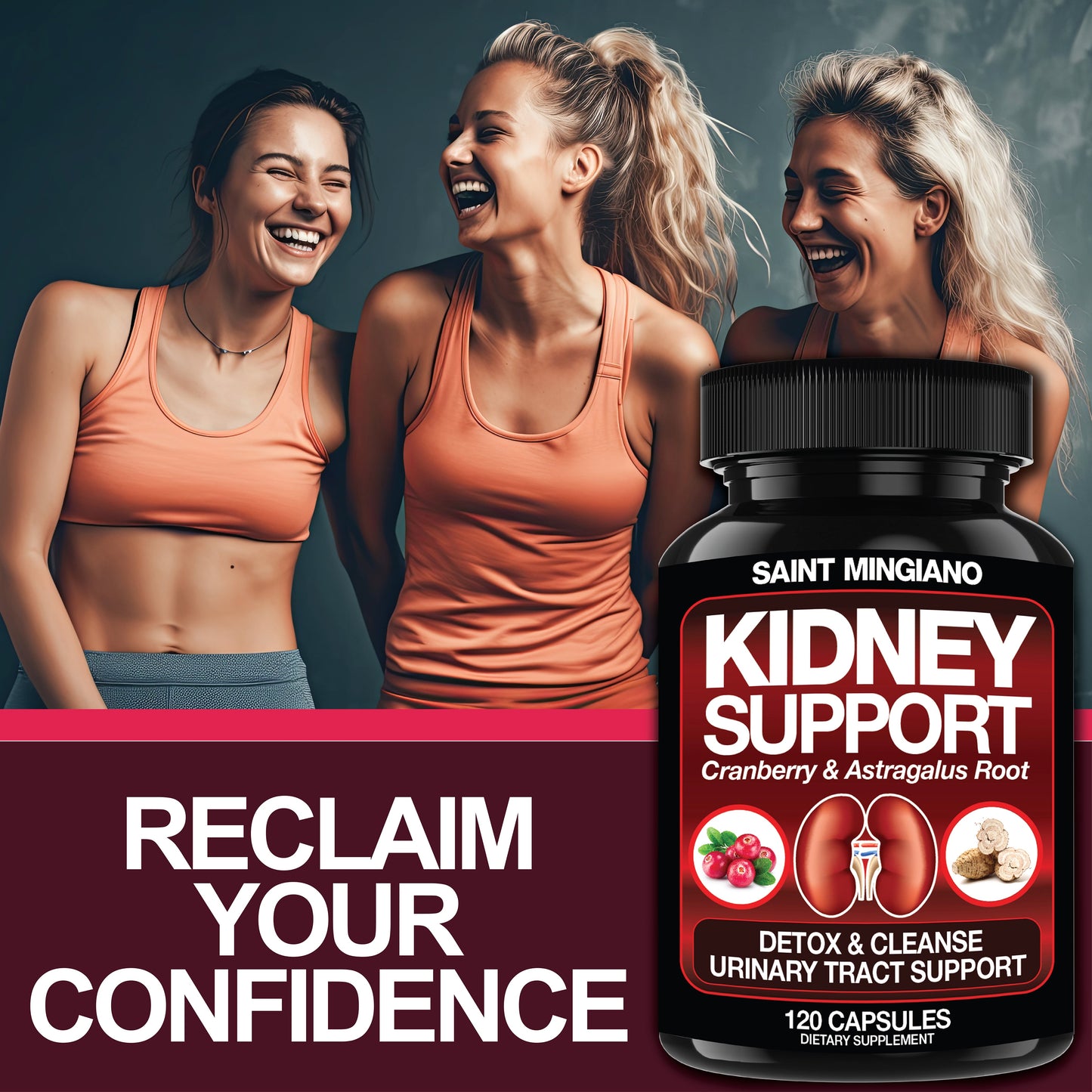Kidney Support Cleanse Detox & Repair -120 Capsules - Cranberry & Astragalus Root Pills - Renee Lane Company