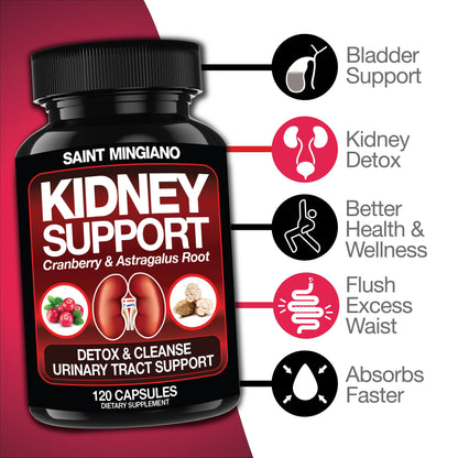 Kidney Support Cleanse Detox & Repair -120 Capsules - Cranberry & Astragalus Root Pills - Renee Lane Company