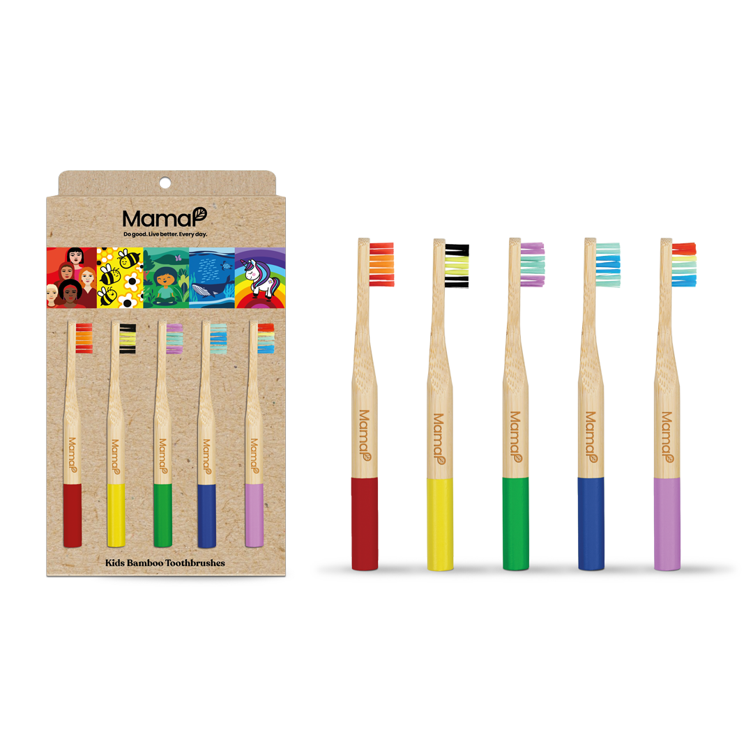 Kids Bamboo Toothbrushes 5-Pack - Renee Lane Company