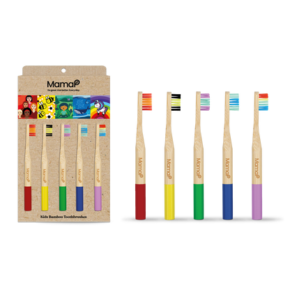Kids Bamboo Toothbrushes 5-Pack - Renee Lane Company