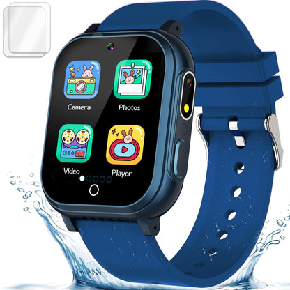 Kids Smart Watch Gift for Boys Ages 3-12 IP67 Waterproof 32 Puzzle Games HD Touchscreen Dual Camera Video Pedometer Music Player Kids Watch Toy Birthday Gifts for Boys Ages 5 6 7 8 9 10 (Blue) - Renee Lane Company