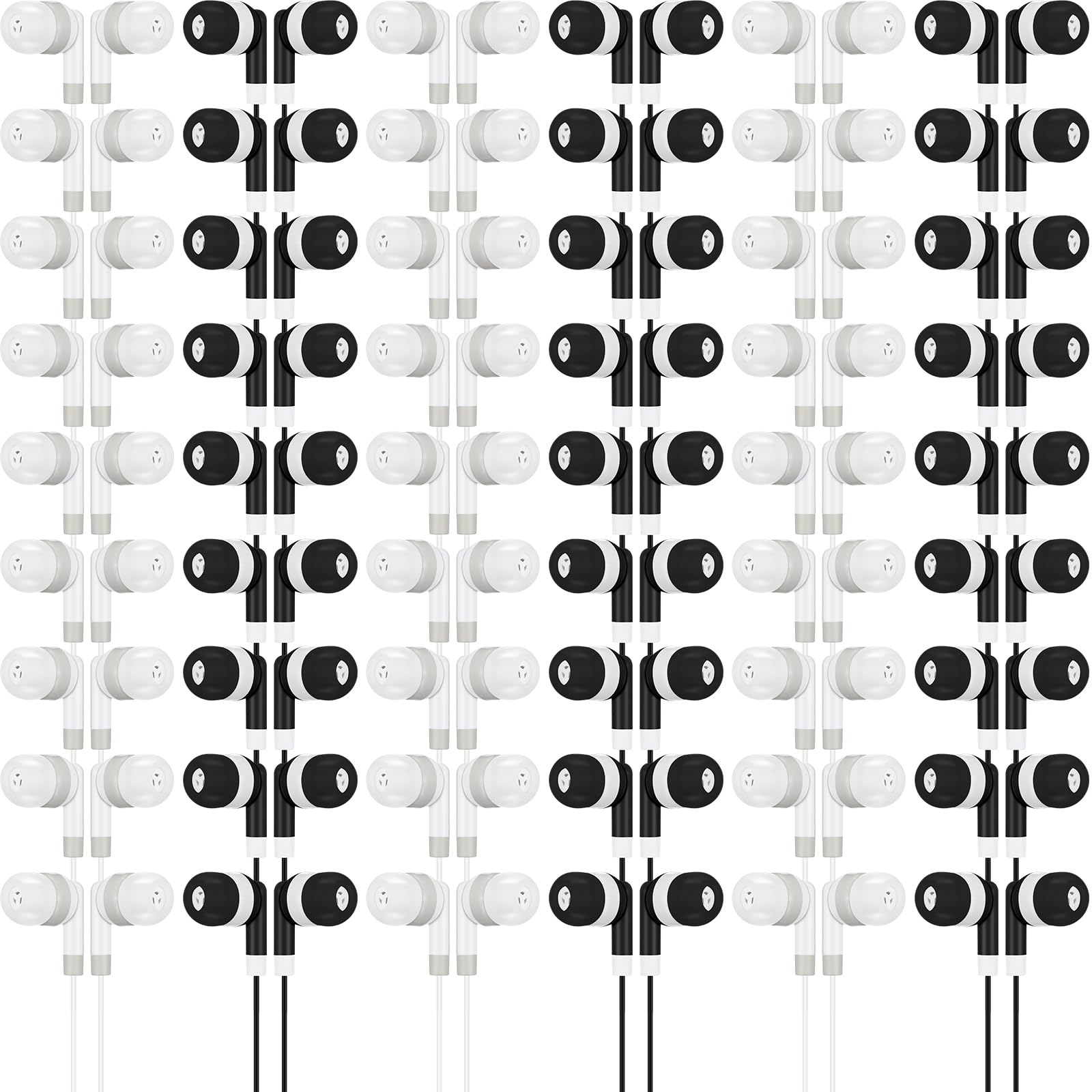 Kigeli 100 Pcs Kids Bulk Earbud Headphones for Classroom Student Wired Headphones in-Ear Earbud 3.5 mm Disposable Earphones Set for Kids Adult Class School Library Laptop (Grey Black) - Renee Lane Company