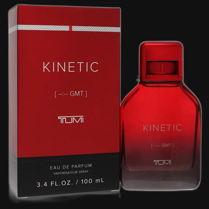 Men's eau de parfum bottle with red box, 100 mL, Kinetic by Tumi