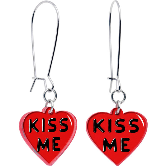Kiss Me Heart Dangle Earrings by Onyx O - Renee Lane Company