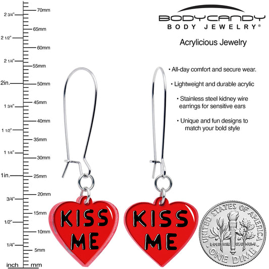 Kiss Me Heart Dangle Earrings by Onyx O - Renee Lane Company