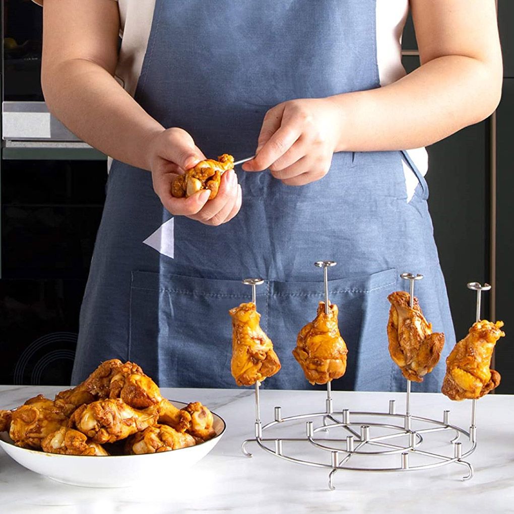 Kitchen Air Fryer Rack Accessories BBQ Grill Tray Basket Stand Roasting Meat Food Holder Tool for Household Picnic Camping - Renee Lane Company