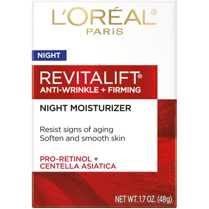 L'Oreal Paris, RevitaLift Anti-Wrinkle + Firming Night Cream Moisturizer 1.7 oz (Pack of 2) - Renee Lane Company