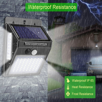 Black solar waterproof motion sensor LED wall lamp with solar panel and bright front LED panel