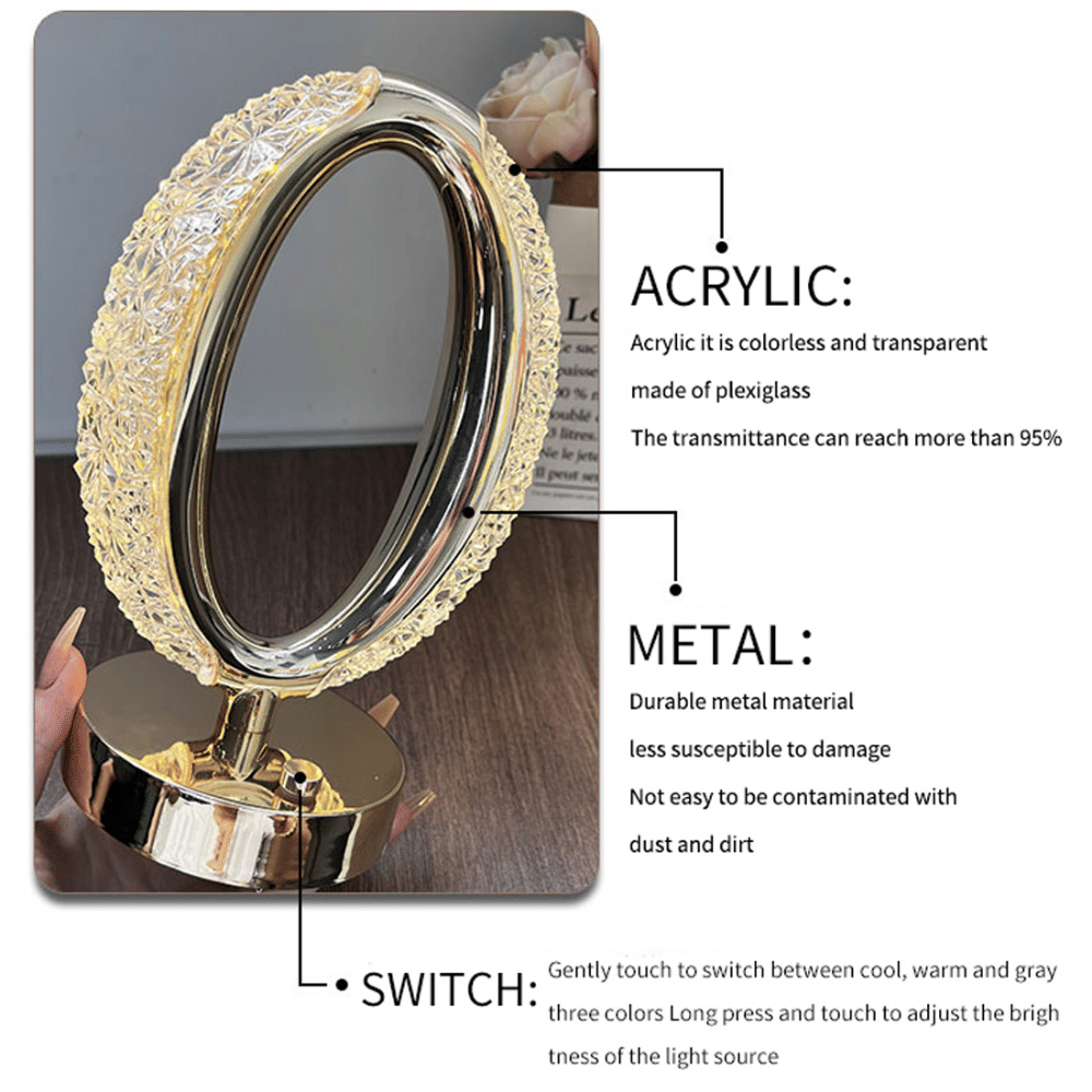 LED Desk Lamp Atmosphere Lamp Touching Control Bedside Lamp Night Light Suitable For Home Office Dimmable Desk Lamp With USB Charging Port Acrylic Crystal Modern Luxury Rechargeable Table Lamp - Renee Lane Company