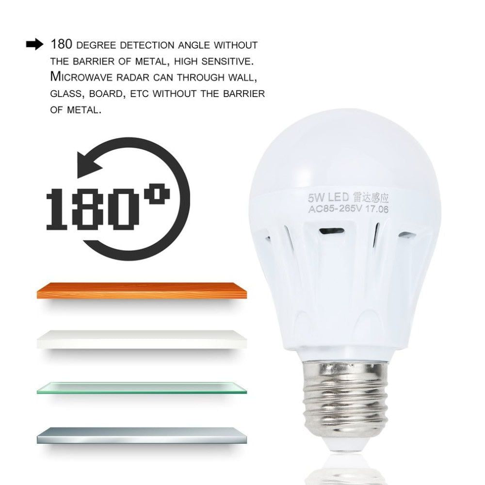 LED LIGHT BULB W/ RADAR MOTION SENSOR 180 Deg 5w/50 Watts - Renee Lane Company