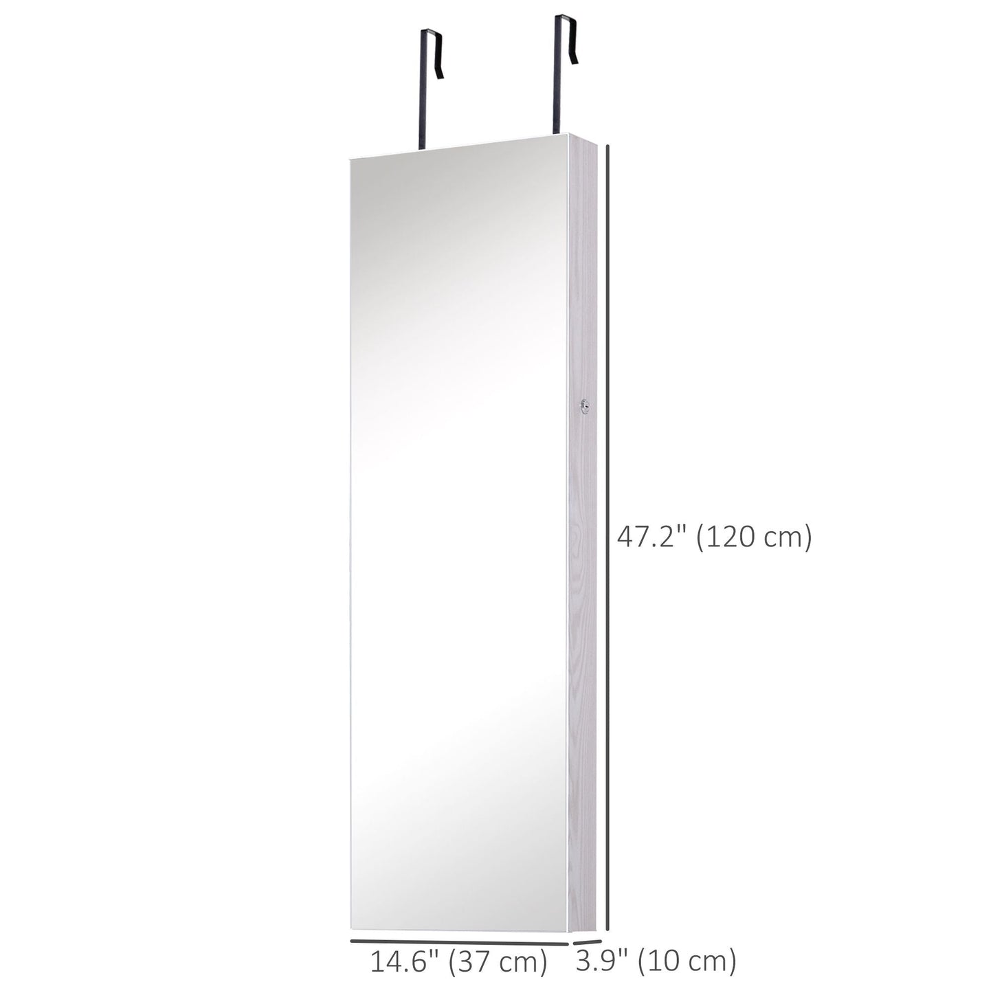 LED Lighted Mirror Jewelry Cabinet Wall Door Mounted Storage Organizer Armoire Wood Grain Gray - Renee Lane Company