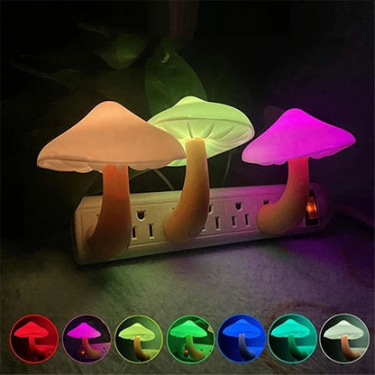 LED Night Lamp Mushroom Wall Socket Lamp White Light Control Sensor Bathroom Bedroom Furniture Decoration Wall Lamp - Renee Lane Company