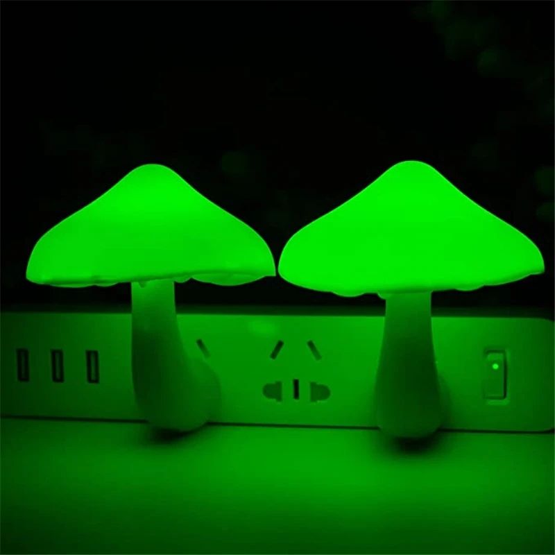 LED Night Lamp Mushroom Wall Socket Lamp White Light Control Sensor Bathroom Bedroom Furniture Decoration Wall Lamp - Renee Lane Company